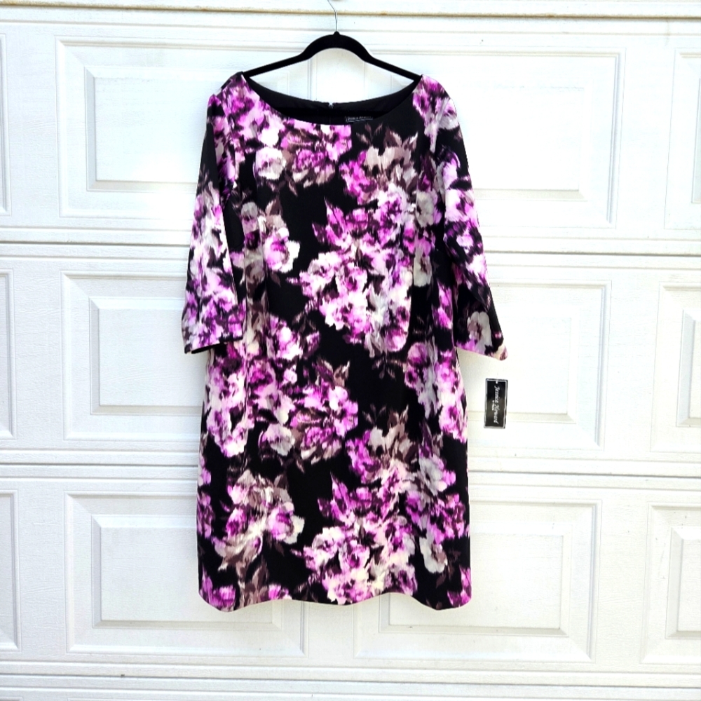 Jessica Howard Floral Black and Pink Women's Dress